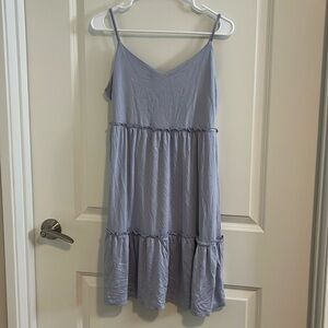 Pink rose light blue tiered babydoll dress